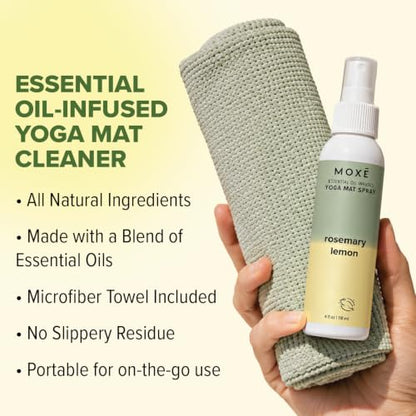 MOXE Yoga Mat Cleaner Spray, Rosemary & Lemon Essential Oils, 4oz - size: 4 Fl Oz (Pack of 1)