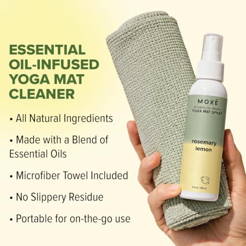 MOXE Yoga Mat Cleaner Spray, Rosemary & Lemon Essential Oil, 4oz, 2 PK - size: 4 Fl Oz (Pack of 2)