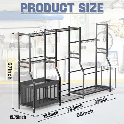 WALMANN Garage Sports Equipment Organizer Stand, Freestanding Ski Rack