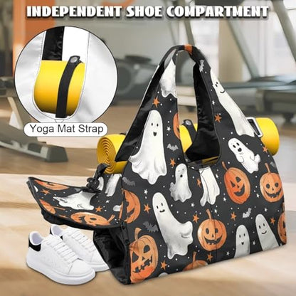 Yoga Mat Bag for Men Women Canvas Yoga Mat Carrier Take In Out Mat Easily for Beach Swim Bags Pool Sports Gym - color: Halloween Pumpkin