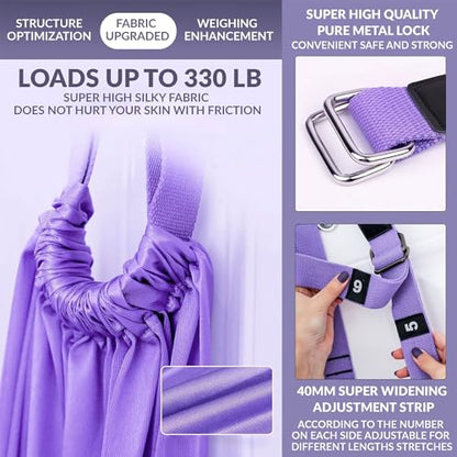 Leg Stretcher Strap Adjustable Fitness Strap Band for Waist Trainer Stretching Door Swing Flexibility Tensile Trainer with Carrying Pouch Back Bend Go Upside-Down for Yoga Practitioner Ballet Dancer Gymnastics Exercises - color: Purple