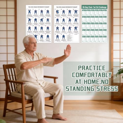 YGEINIT Tai Chi Chair Workout Chart for Beginners & Seniors