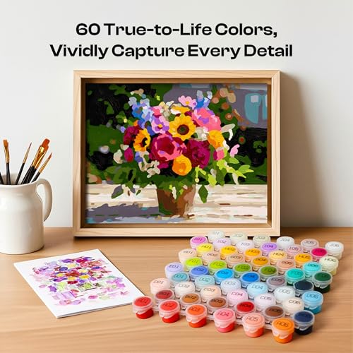 Caydo 4 Pack Custom Paint by Numbers from Photo, A4 | Custom Paint by Numbers Kit for Adults via App, 10 Brushes & 60 Colors, Relaxing Crafts Gift to Create Home Wall Art - size: 8.3"x11.7"