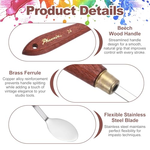 MECCANIXITY Pack of 1 Palette Knife No.24, 7.5" Long Palette Knives with Stainless Steel Flexible Spatula Pallet Knife and Wood Handle for Scraping, Mixing, Oil Acrylic Painting Canvas - style: No.24