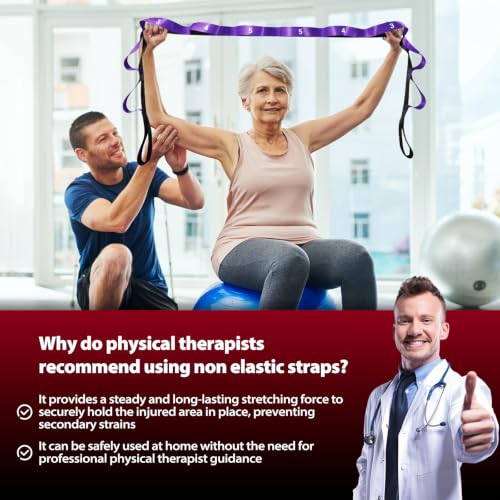 Acozycoo Stretching Strap with Loops for Physical Therapy,Knee,Calf,Back - color: Purple, size: Length: 86 Inch, Width: 1.5 Inch