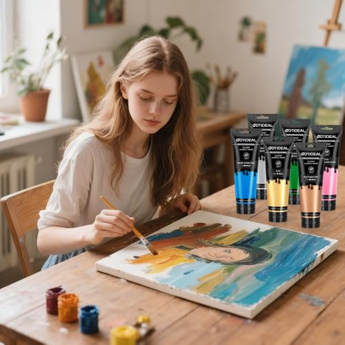 GOTIDEAL White Acrylic Paint, Titanium White Paint (250ml / 8.45oz) Tubes | Art Craft Paints, Rich Pigments Non Toxic for Canvas Painting, Rock, Stone, Wood, Art Supplies - color: Titanium White