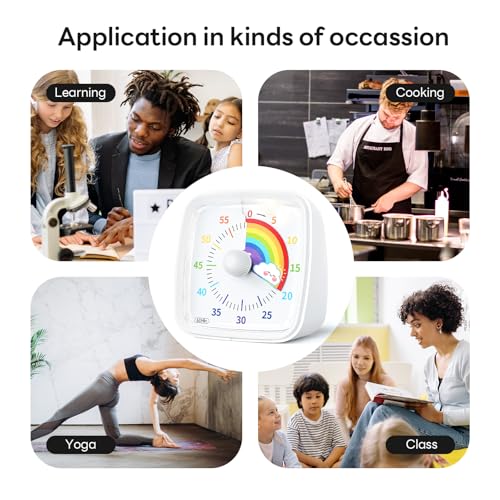 Yunbaoit Visual Timer with Night Light, 60 Minute Countdown, White Rainbow - color: White-rainbow