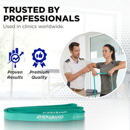 THERABAND High Resistance Band, 25 lbs, Medium, Green, Physical Therapy | Resistance band for exercise, physical therapy and stretching, with progressive color-coded levels - size: Medium (25 lbs)