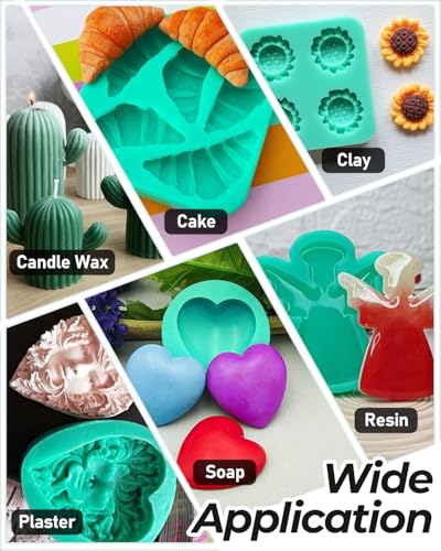 Nicpro 250oz Silicone Mold Making Kit 20A, Platinum Liquid Silicones Rubber | for Mold Maker, Jade Green Flexible & Food Safe Mix Ratio 1:1 for Casting 3D Resins Molds DIY with Gloves, Sticks & Cups - size: 250oz