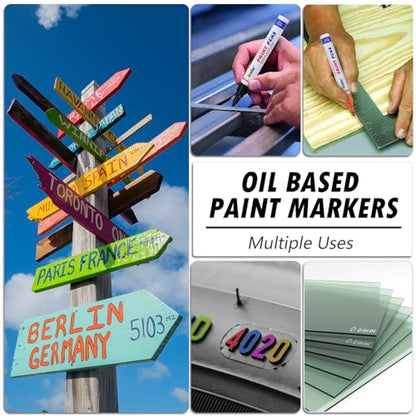 Red Paint Markers, 24 Pack Oil-Based Waterproof Quick Dry Permanent Paint Pen Set for Rocks Painting, Wood, Fabric, Plastic, Canvas, Glass, Mugs, Metal, Tire, Stone, DIY Craft - color: Red
