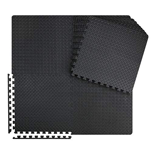 innhom 12/24/48 Tiles Gym Flooring Gym Mats Exercise Mat for Floor Workout Mat Foam Floor Tiles for Home Gym Equipment Garage - color: 12 black