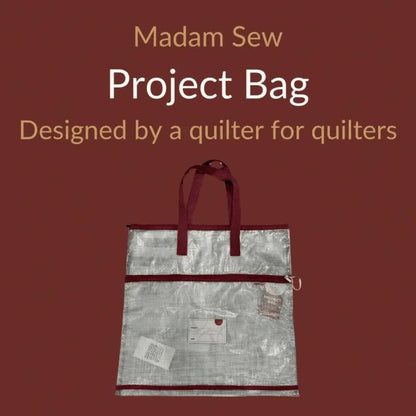 Madam Sew Project Bag - Craft Bag Organizer Tote with Handles, Two Pockets, See-Through Mesh, and Card Slot – Perfect for Quilting, Knitting, Stitching and Embroidery Projects Storage - 16”x16” - color: Light Pink