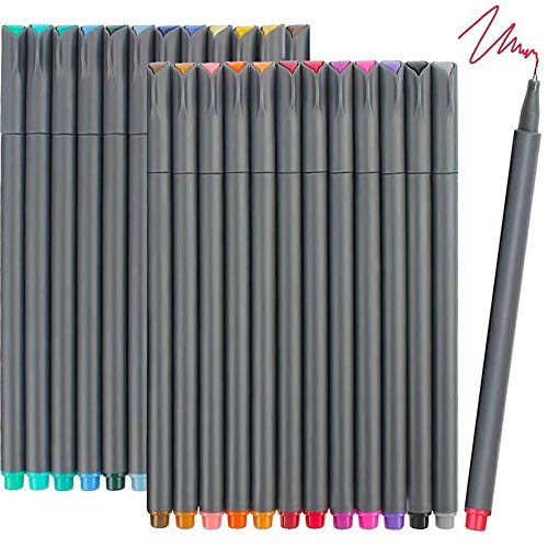 iBayam Fine Tip Pens, Micron Point 0.38mm, 24 Count, Note-Taking Journaling | Smooth Writing Pens, Cute School Office Supplies for Teachers & Students Arts Supplies, Slim Pressure-Free Barrel, Quick Dry - color: Multicolor, size: 1 Count (Pack of 24)