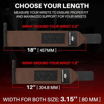TECEUM Elastic Cotton Weightlifting Wrist Wraps with Thumb Loops, 1 Pair - color: Brown, style: 18" – Queen of Lifts