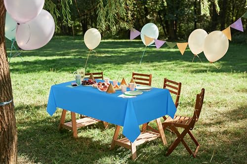 Utopia Kitchen Plastic Table Cloth Disposable [Blue, 12 Pack] | 54x108 Inch Rectangle Tablecloth Waterproof Stain Resistant Party Table Cover - color: Blue, size: 54X108 Inch - 12PC