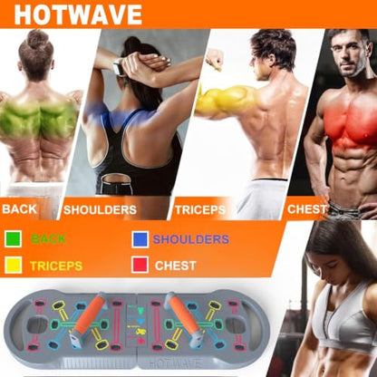 HOTWAVE Push Up Board, Portable PushUp Board, Foldable 20 in 1 Push Up Bar - color: Grey