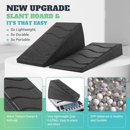 Squat Wedge Block, 960 LBS Weight Capacity, Slant Board for Calf Stretching - color: Black&Purple