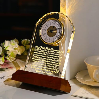 Ornalrist First Holy Communion Gifts for Girls Boys Christian Crystal Clock - color: First Holy Communion