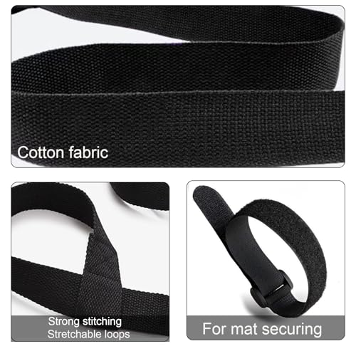 Yoga Mat Strap, 2-Pack Adjustable Wide Shoulder Straps for Carrying Yoga Mats, Exercise Mats, Playmats, and Fitness Mats, Black