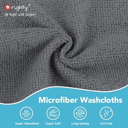 Orighty Wash Cloths, Face Towels 12x12 Inch 20 Pack - color: Grey