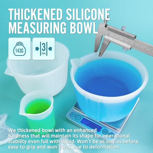 Silicone Resin Mixing Measuring Bowls 2Pcs 600ml/20oz for Resin Supplies, Thickened Reusable Silicone Bowl Cups for Epoxy Mixing, with Stir Sticks, Jewelry Making - size: 2*600ml (Transparent Marks)