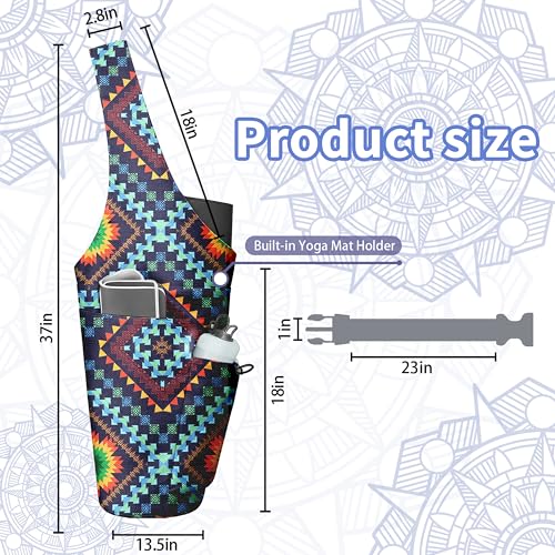 Yoga Bag for Women, Large Yoga Mat Bag Tote Carrier with Wet Dry Pocket | Water Bottle Holder & Adjustable Strap, Fits 1/2" Thick Yoga Mat for Gym, Pilates, Travel, Work - color: YOGA-01