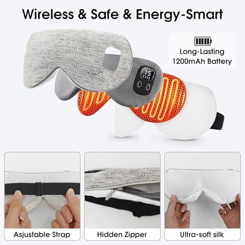 Heated Eye Mask, Cordless Rechargeable Eye Compress