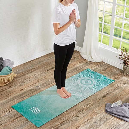 Personalization Universe Mandala Personalized Yoga Mat, Non-Slip with Name Customization, Thick Workout Mat for Yoga, Pilates and Gym, Easy Portability, Available in 4 Stylish Colors