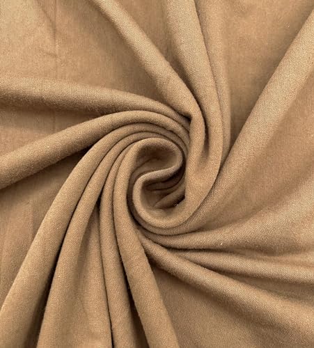 EOVEA - Cotton Spandex Fabric by The Yard - 4 Way Stretch Jersey Knit - Spandex & Cotton T-Shirt Fabric - Lightweight, Breathable - 60" Wide Roll| 10 oz(Khaki, 1 Yard) - color: Khaki, size: 1 Yard