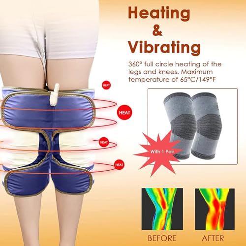 A Pair Large Screen Remote Control Knee Massager with Heat Vibration for Pain Relief Electric Heated Knee Brace with 7 Heat Levels and 10 Massage Mode, Gifts for Men Women (Purple)