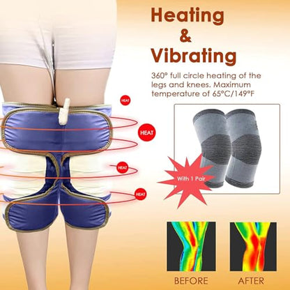 A Pair Large Screen Remote Control Knee Massager with Heat Vibration for Pain Relief Electric Heated Knee Brace with 7 Heat Levels and 10 Massage Mode, Gifts for Men Women (Purple)