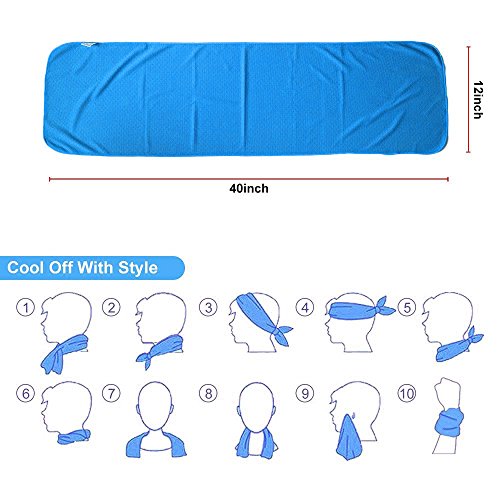 Sukeen 4 Pack Cooling Towels (40"x 12"), Cooling Neck Wraps, Soft Ice Towel - color: Blue/Purple/Black/Green