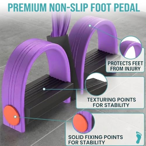 Upgraded Pedal Resistance Bands with Comfort Handle, 6-Tubes Elastic Bands for Exercise, Natural Rubber Resistance, Multifunction Bands for Abdomen, Waist, Core, Arm, Leg, Pilates & Full Body Workout