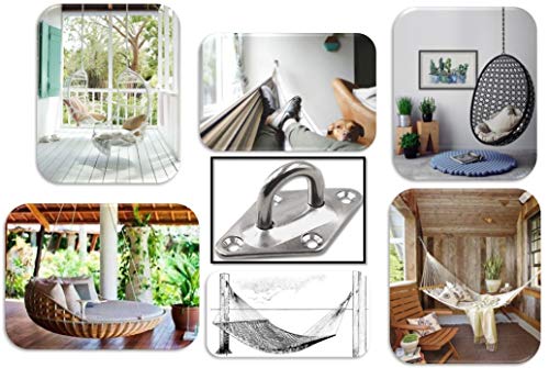 Heavy Duty Hammock Kits & Ceiling Hook Diamond Pad Eye Plates, 304 Stainless Steel & Black Zinc Galvanized Steel Corrosion Resistant, 2, 4 & 8 Packs - color: 2-Pack-Silver-M6