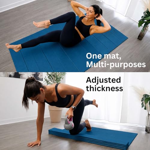 Extra Wide & Large Foldable Yoga Mat, 72" x 48", 6mm/8mm Thick - color: Teal/Orange, size: 48" x 72" x 1/3"