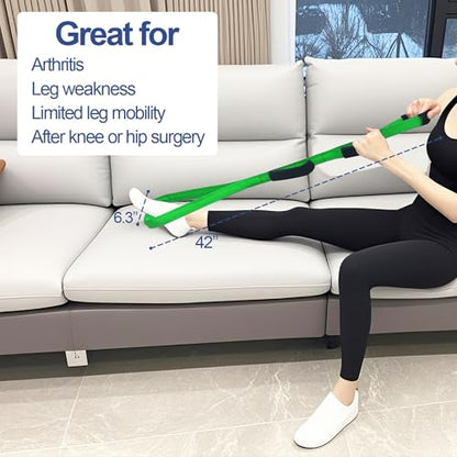 Leg Lifter for After Hip Replacement & Knee Surgery Recovery - Rigid Leg Lifter with Large Foot Loop, Elderly Mobility Aid, Post-Surgery Assist Device, After Surgery Must Haves. (Green) - color: Green