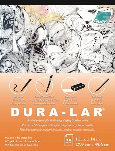 Grafix Dura-Lar Film, .005 in, Matte, 11 x 14 in, Pad - size: 11"x14"x0.005", style: Matte, Pad of 25 Sheets