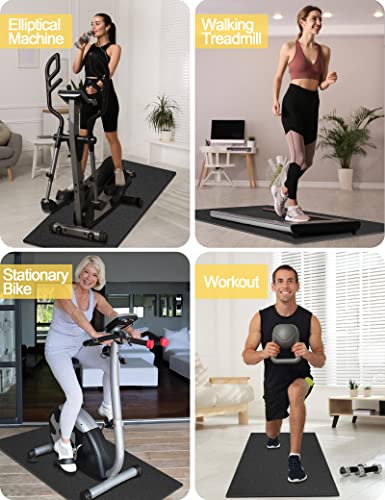 Treadmill Mat, 5'x2.5'/5.6'x2'/6.5'x3'/8'x3',6mm Thickness Exercise Equipment Mat for Carpet Hardwood Floors, Compatible with Walking Pad,Spin Bike,Elliptical Trainer,Rowing Machine - size: 60"L x 30"W x 0.24"Th