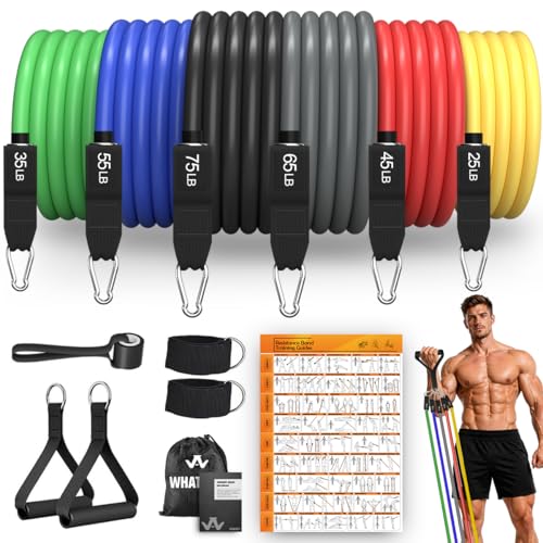 WHATAFIT Resistance Bands, 5 Level Exercise Bands with Handles for Workout - color: 300LB-Conventional