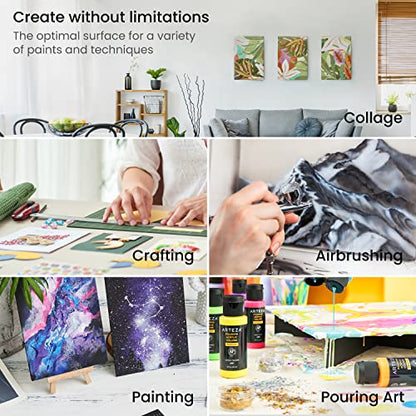 ARTEZA Canvas Panels, 8 x 10 in, Pack of 14, 100% Cotton Pre-Primed Canvas Boards for Acrylic, Oil, Gouache, Tempera, Pouring Paint, Crafts, and Mixed Media - size: 10"L x 8"W