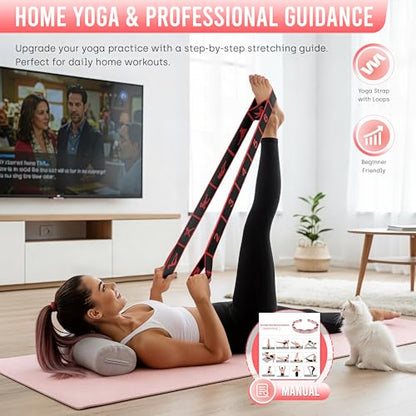 Resistance Bands, Stretch Band for Exercise, Physical Therapy, Rehab & Flexibility, Home Gym Equipment for Yoga, Pilates, Dance, Gymnastics, Number Loop Elastic Strap for Leg and Hip Stretches - color: Red Black