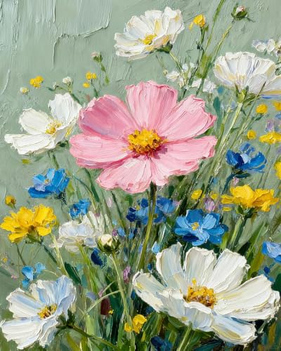 ZRIZQ Flowers Paint by Numbers Kit for Adults Beginner,Wildflowers,16x20 | Full set with wooden brushes,rolled canvas,rich paints.Calming activity.Beginner friendly.Just open and paint. - color: 16"X20"Rolled Canvas - Flowers