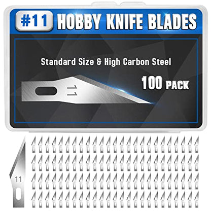DIYSELF 100 Pack Hobby Knife Blades #11, SK5 Carbon Steel with Storage Case | SK5 carbon steel craft knife replacement blades for hobby, scrapbooking, stencils and precision art cutting - style: #11