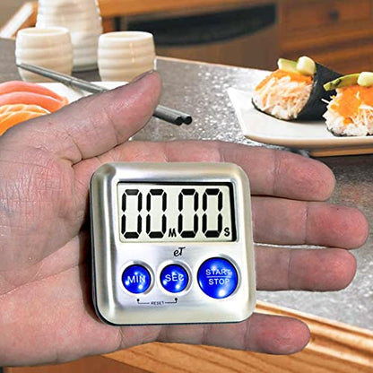 Elegant Digital Kitchen Timer Stainless Steel - Loud Alarm - Model Variety - color: Variety 8-pack