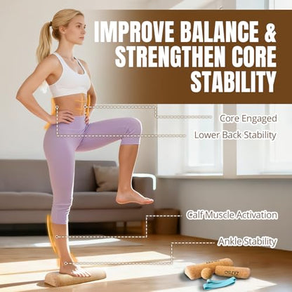 Foot & Ankle Strengthener Kit, 4-in-1 Cork Balance Board Set