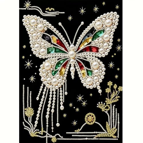 GEMFAMILY Butterfly Pearl Diamond Art Kits for Adults,5D Diamond Pearl Painting Kits for Butterfly,DIY Pearl Art Handmade Gem Dot Picture Craft for Home Wall Decoration 12 X 16 inch - color: HL6677