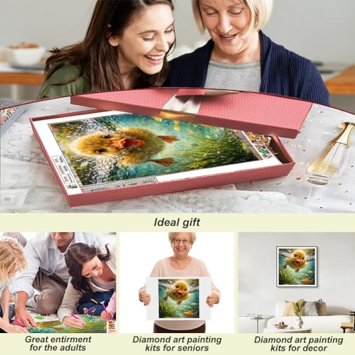 Acudotr Duck Diamond Art Kits for Adults, DIY Home Decor, 12x12 Inch | 5D DIY Diamond Painting kits, Full Round Drill Design, Easy for Beginners, Complete Tools Set, Prefect Handmade Gift