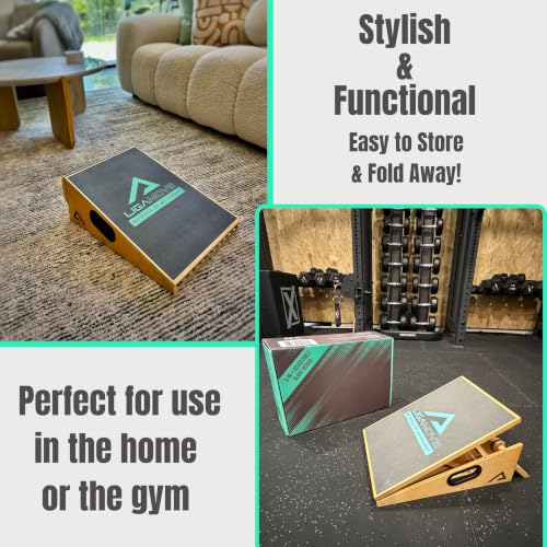Adjustable Wooden Slant Board, Calf Stretcher, Foot Roller & Toe Stretcher