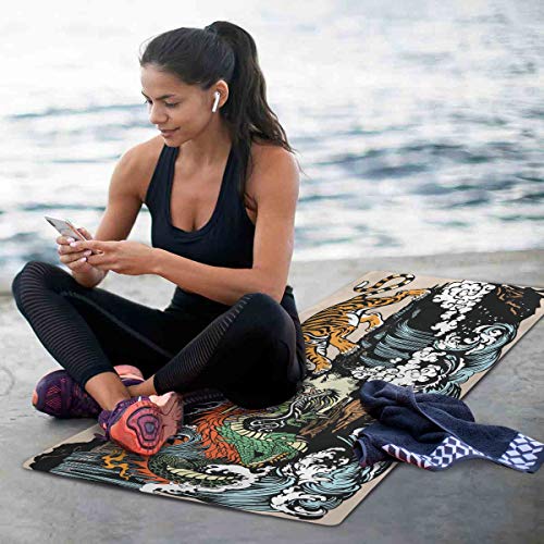 Qilmy Fantasy Mandala Pattern Yoga Mat, Non-Slip Texture Pro Yoga Mat Eco Friendly Exercise & Workout Mat for Yoga, Pilates and Floor Exercises - color: Chinese East Asian Dragon