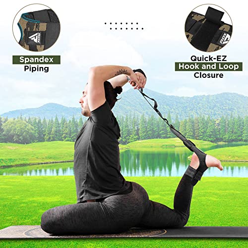 RDX Yoga Stretching Strap, Ankle Ligament Stretcher Belt with Loops Ligament Stretch Band, Fitness Leg Stretcher for Plantar Fasciitis, Foot Stretch Assist for Hamstring, Flexibility Exercise - color: Camo Peach